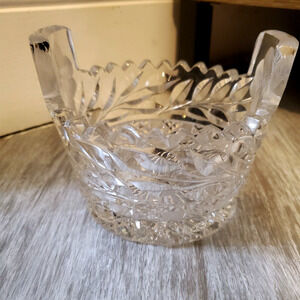 Vintage Cut Clear Crystal Handled Ice Bucket